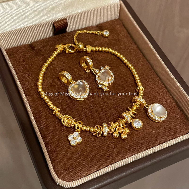 【Dragon Heart Coiled Bracelet】925 Sterling Silver Bracelet New Chinese Style'Natural Water Foam Jade' Light Luxury Exquisite and Sophisticated