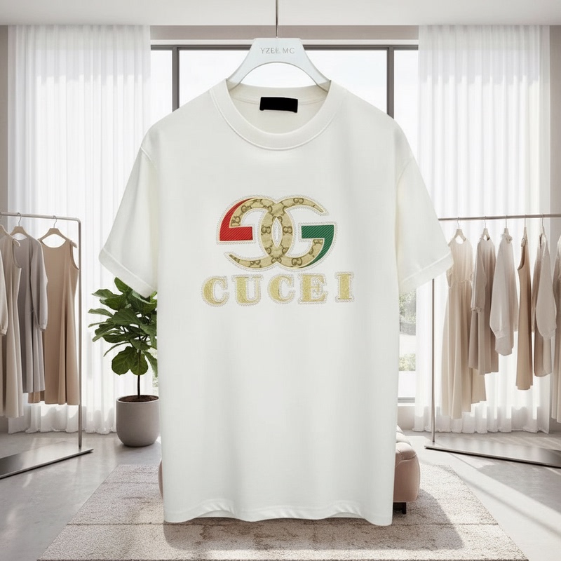 Gucci Summer Men's Fashion High-End Luxury Trendy Brand Impression Workshop Replica Pure Cotton Short-Sleeve T-Shirt Gucci Summer Men's Fashion High-End Luxury Trendy Brand Impression Workshop Replica Pure Cotton Short-Sleeve T-Shirt