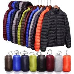 ເສື້ອກັນໜາວຜູ້ຊາຍໃສ່ເສື້ອກັນໜາວ hooded stand collar ultra-light slim large size loose short jacket for young and middle-aged winter