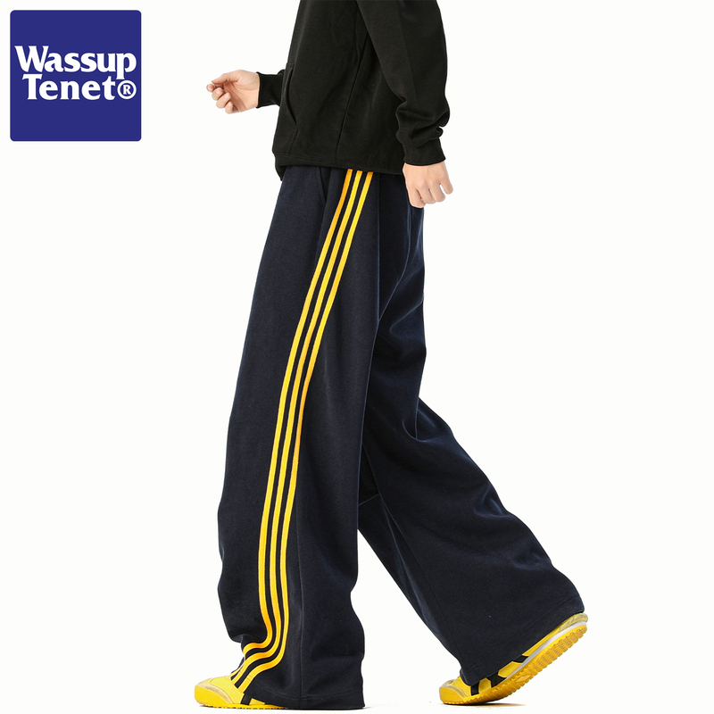 Wassup Tenet Spring and Autumn American-Style Striped Pants Unisex Straight Loose Wide-Leg Sports Casual Sweatpants