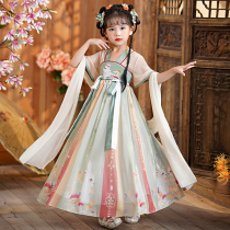 Girls Han costume 2023 New Spring and Autumn Festival Chinese style children's ancient skirt Super Fairy National Wind Girl  ⁇  skirt