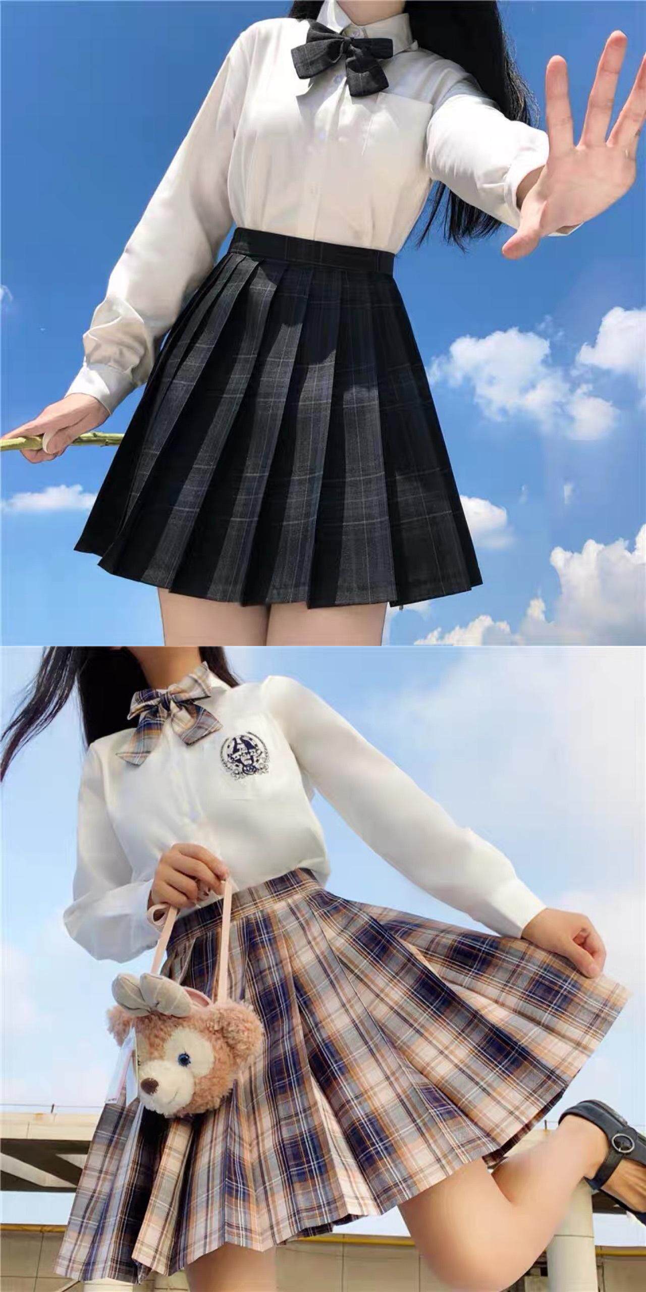 товар из китая jk制服裙正版原创秋冬百褶短裙全套半身裙学院风学生套装格裙女夏