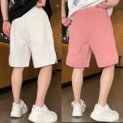 2025 Summer Trendy Brand Embroidered Letter Casual Shorts for Men, Heavyweight Simple Fashion Loose Versatile Sports Shorts