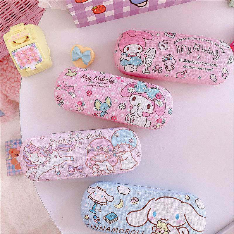 Japanese cute jade laurel dog PU leather cartoon myopia glasses case student glasses portable girl heart storage box portable