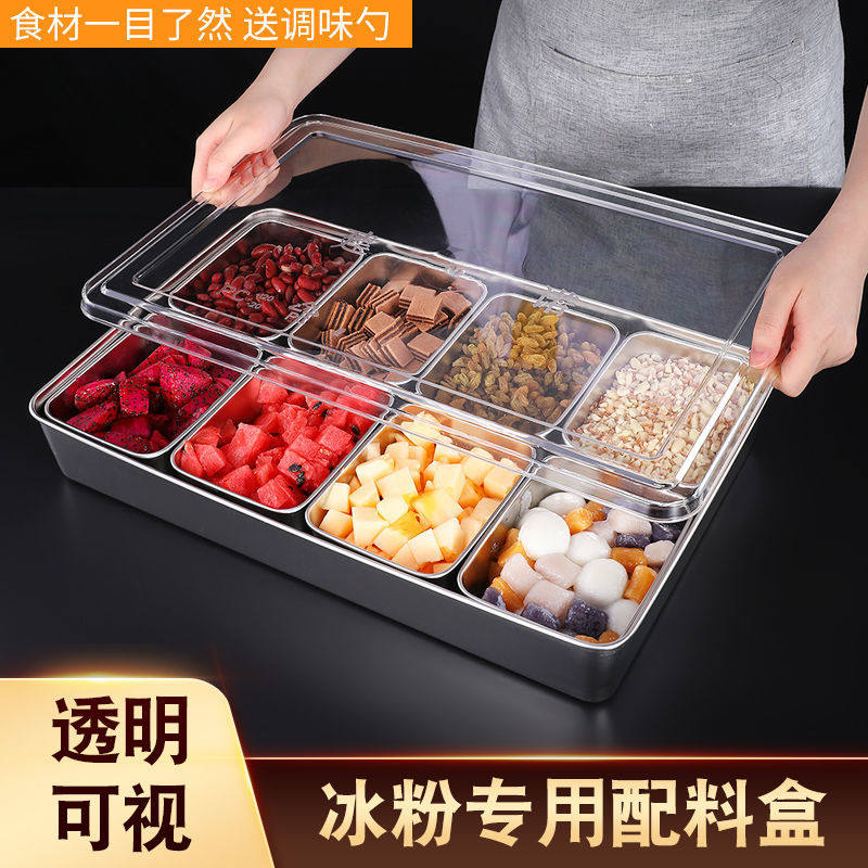 Ice Powder Pendulum Stall Tool Special Ingredients Box Commercial Multig Fruit Bailing Stainless Steel Small Material Box Material Seasoning Box