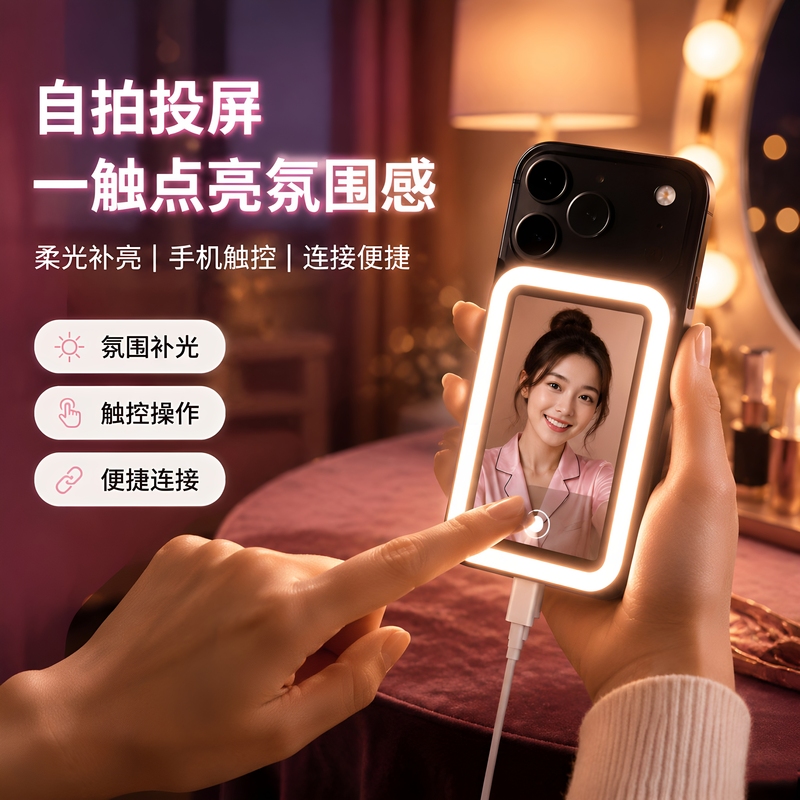 Android and Apple Phones Can Use Touch Screen Magnetic Selfie Screen for Remote Shooting, Rear Selfie Display Screen, and Screen Mirroring Device Android and Apple Phones Can Use Touch Screen Magnetic Selfie Screen for Remote Shooting, Rear Selfie Display Screen, and Screen Mirroring Device