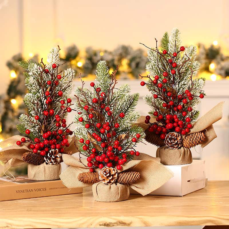 2022 Small Christmas tree PE flocking tree 40CM Christmas decoration mini desktop small swing piece Korean style 30