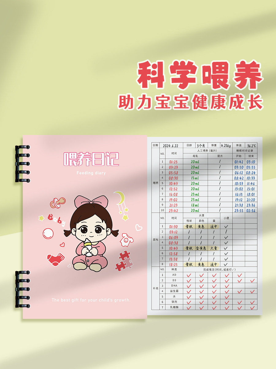 Baby Feeding Record Book, Baby Formula and Breast Milk Feeding Diary, Newborn Growth Record Diary, Milk Intake and Complementary Food Record Form, Maternal and Infant Care Journal, Daily Routine and Schedule Manual