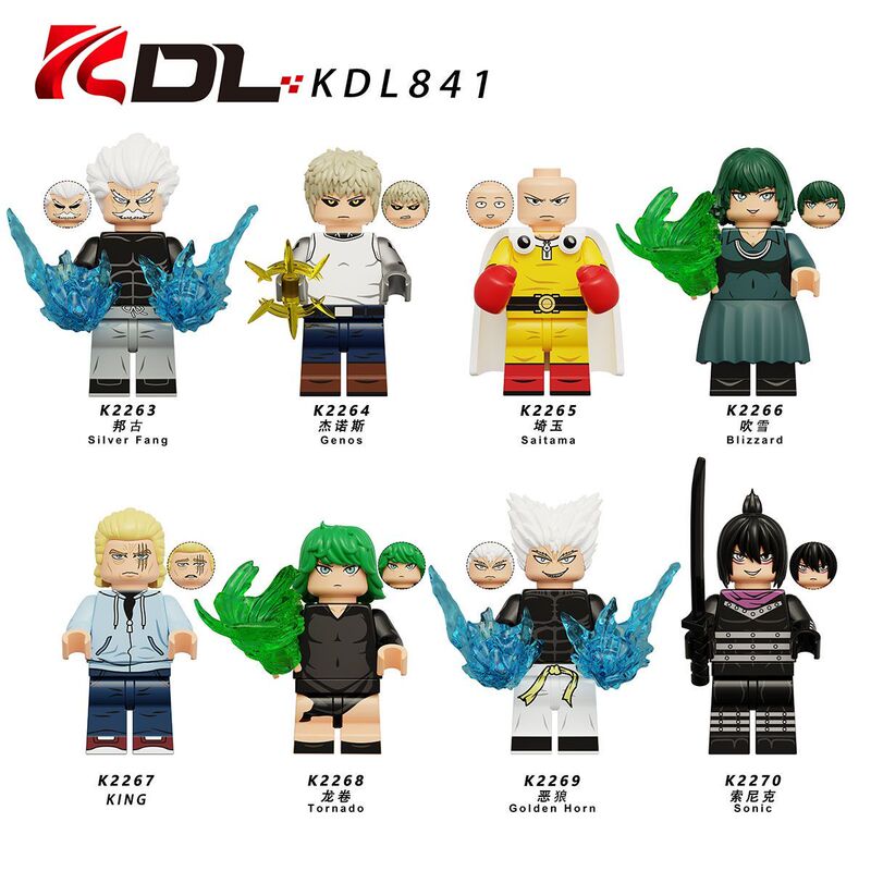 One Punch Man Anime Genos Saitama Fubuki Ryugu Sonic Building Block Figure Toy Kdl841