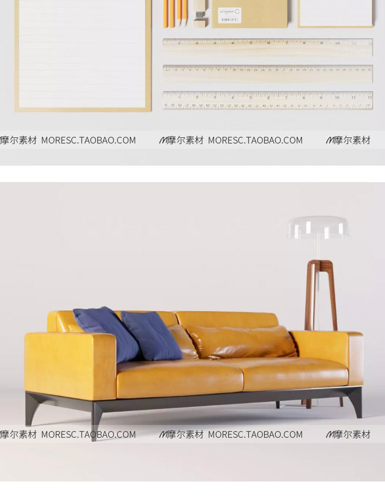 图片[6]-C4D室内欧式简约单人双人沙发摆件Corona渲染带材质附fbx obj格式-cg男孩