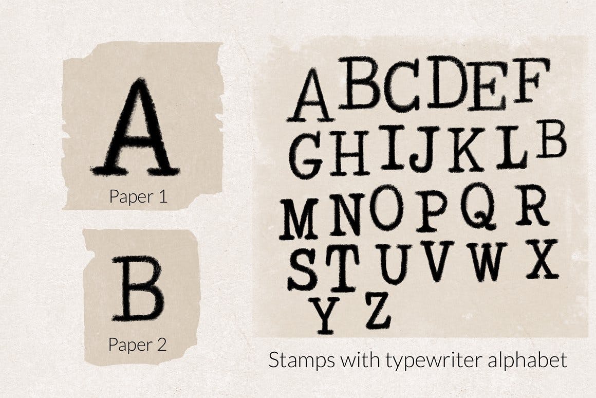 Vintage texture paper brushes. Typewriter letters-.jpg