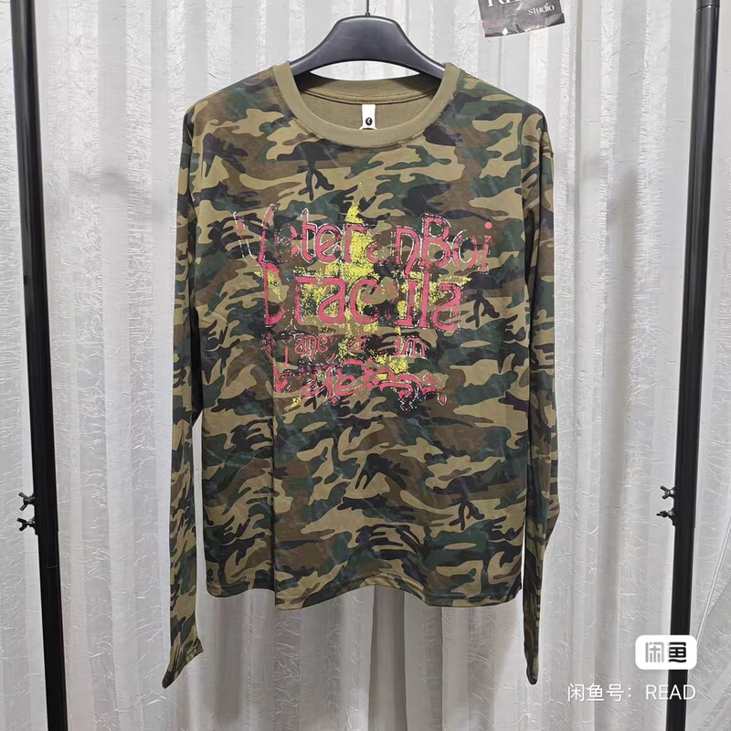 | 2[Readcamo Long Slv with Star Print and Vintage Effect