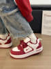 Pull-Back Wine Red White Sneakers for Women 2026 New Spring and Autumn Versatile Sneakers Retro Casual Shoes Thick-Soled Couple Shoes