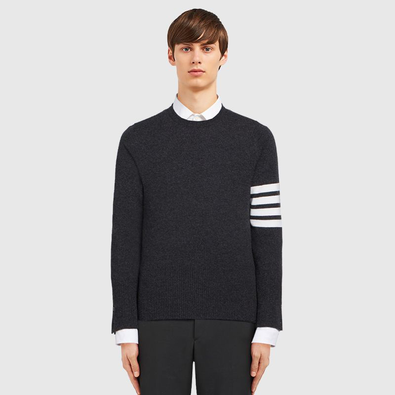 [Official Genuine] Tb Sweater for Men and Women, Couple Style, Classic Crew Neck Pullover, Slim Fit, Versatile Knitwear