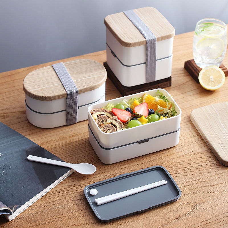 Japan-style Insulated Lunch Box Double Portable Students Men And Women's Dining Box Office Seals Boxed Lunchbox Microwave Oven Special