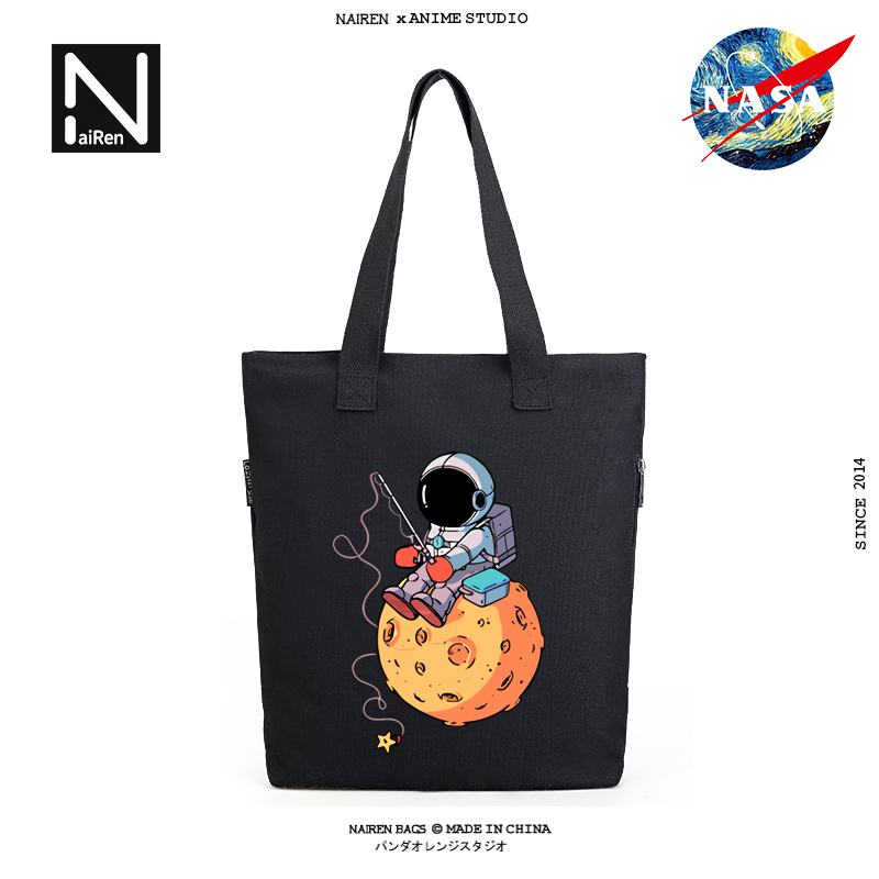 NASA Canvas Bag Men's Joint Messenger Bag Men's Bag Handbag Shoulder Bag Large Capacity Backpack Trend Art Student