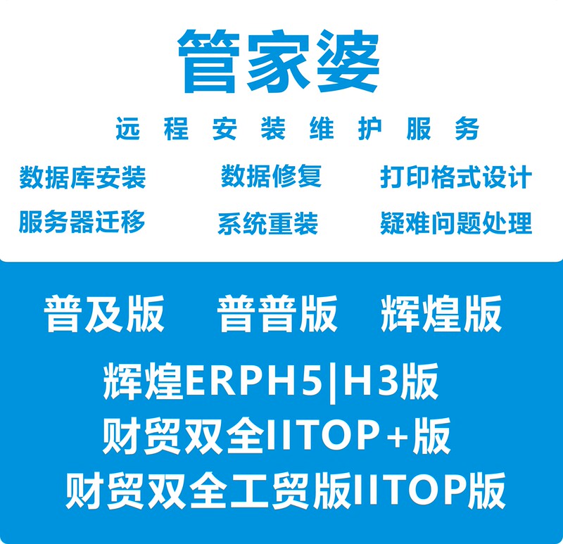 Guajia Po Pupu Pupu Huihuan Iitop Finance and Trade Dual-Use Industry and Trade Erp Remote Installation Data Installation Support