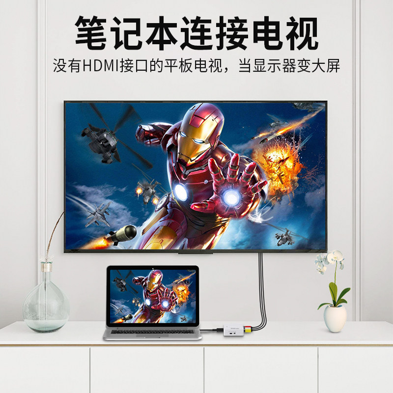 Youpuseng HDMI to Av Cable High-Definition Converter Three-Color Cable Rca Adapter Cable for Old-Fashioned Tvs to Connect to Network Set-Top Boxes, Computer Video, Xiaomi Box Three-Color Cable