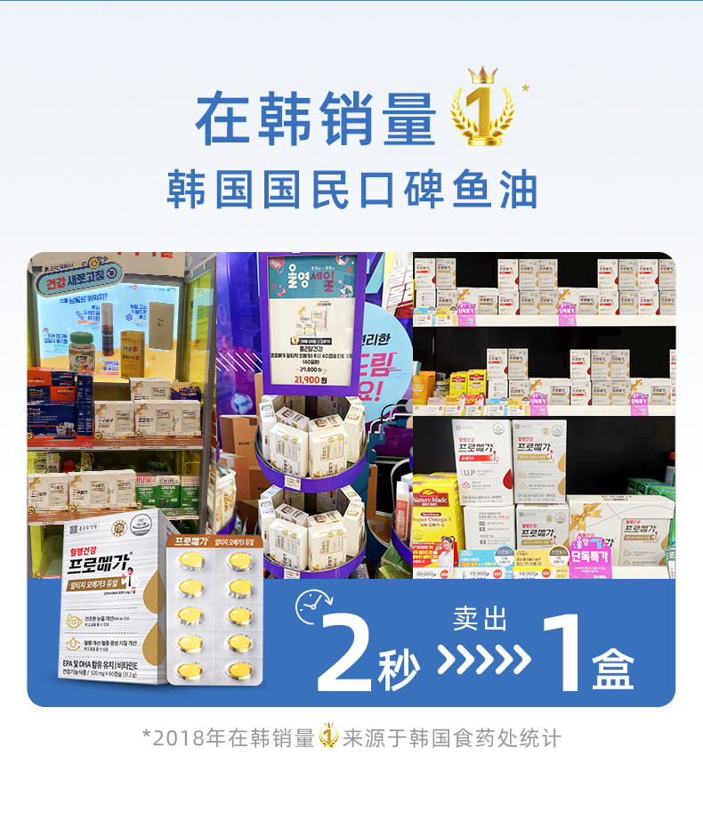 韩国进口 钟根堂 PROMEGA Omega-3浓缩鱼油软胶囊 735mg*60粒瓶装*2件 天猫优惠券折后￥168包邮包税