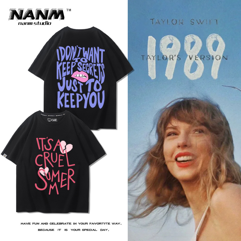 Taylor Swift Taylor Swift Short-Sleeved T-Shirt for Men and Women, Couple Wear, New Oversize Pure Cotton