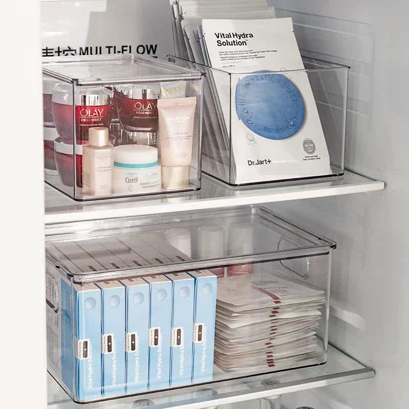 Mask storage box with lid dust-proof desktop skin care rack bathroom finishing box transparent dormitory storage artifact