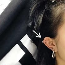 Ear bone nail with ear hole ear bone nail cartilage sterling silver American same double ball stainless steel cold wind ear nail Silver