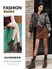 Daphne's Popular Coffee-Colored Short Boots 2025 Autumn New Style Height-Increasing Slimming Martin Boots Women's Thick-Soled Slim Boots