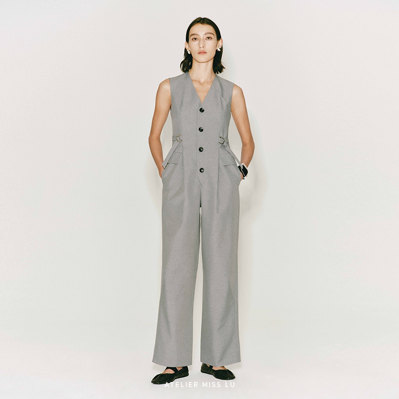 Ateliermisslu【Before Dawn】2024 Spring/Summer Stitching Design Adjustable Belt Jumpsuit Ateliermisslu【Before Dawn】2024 Spring/Summer Stitching Design Adjustable Belt Jumpsuit