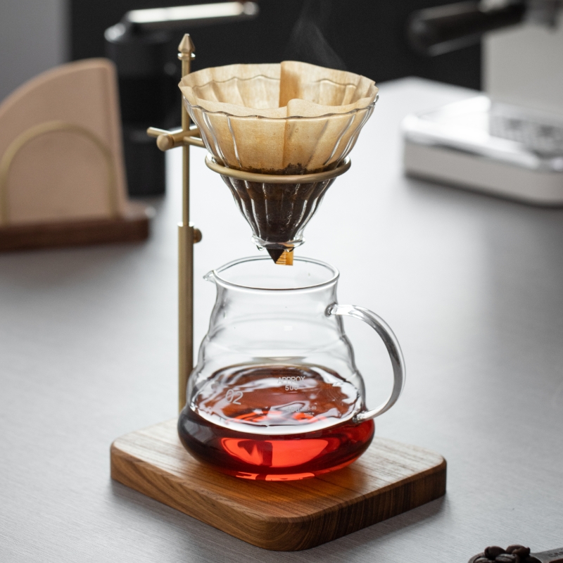 無垢材ハンドブリューコーヒーホルダーセット フィルターカップホルダー V60 真鍮ホルダー ブラックウォールナット ユニバーサルコーヒー器具
