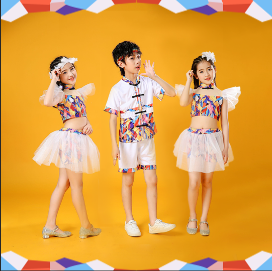 June 1 children's costumes girls princess tutu skirt catwalk chorus costume boys jazz dance hip-hop hip-hop trendy summer