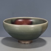 Antiques and miscellaneous antiques second-hand porcelain Song Dynasty Jun porcelain green glaze red spots kiln-made bamboo hats bowls ornaments collectibles old objects