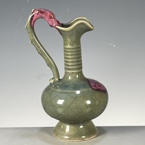 Antiques antiques old goods miscellaneous collectibles Jun porcelain kiln glaze dragon head pot flower pouring ornaments