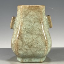 Welfare leaked study room collection of porcelain Song Dynasty Ru porcelain ice cracked snowflakes opened into ear appreciation vase vase ornaments