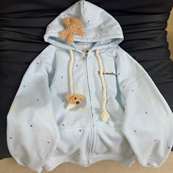 Girls' 2025 Autumn New Hooded Sweatshirt, Girls' Autumn Outfit, Bear Top Jacket, Children's Cute Clothes