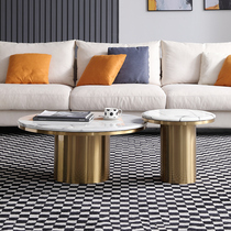 Net Red Metal Stainless Steel Living Room Tea Table Minima Modern Light Lavish Round Tea Table Marble Round Tea Table Combinations