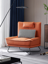 Nordic Modern Minimalist Light Luxury Real Leather Single Sofa Living Room Designer Home Casual Chair Sofa Single Chair