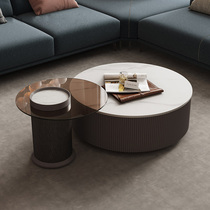 Italian Minimalist Style Round Coffee Table Rock Board Living-room Designer Size Composition Primary and secondary modern light and luxurious tea table