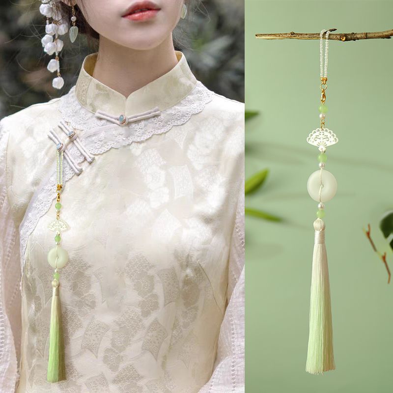 High-End Tassel Pendant, Peace Buckle Long Hanging Ornament, Fan Pendant, Ancient Style Hanfu Tea Dress, Chest Pin, Chinese Style Accessories High-End Tassel Pendant, Peace Buckle Long Hanging Ornament, Fan Pendant, Ancient Style Hanfu Tea Dress, Chest Pin, Chinese Style Accessories