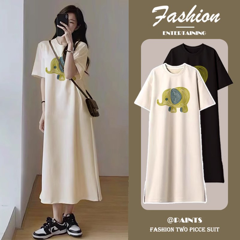 British Dhwa Maternity Pure Cotton Dress Summer Printed Maternity T-Shirt Dress Loose Large Size Short-Sleeved Long Dress for Women British Dhwa Maternity Pure Cotton Dress Summer Printed Maternity T-Shirt Dress Loose Large Size Short-Sleeved Long Dress for Women