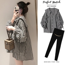 British NEXT ROAD maternity spring shirt top long-sleeved babydoll fashion suit loose and western style spring and autumn