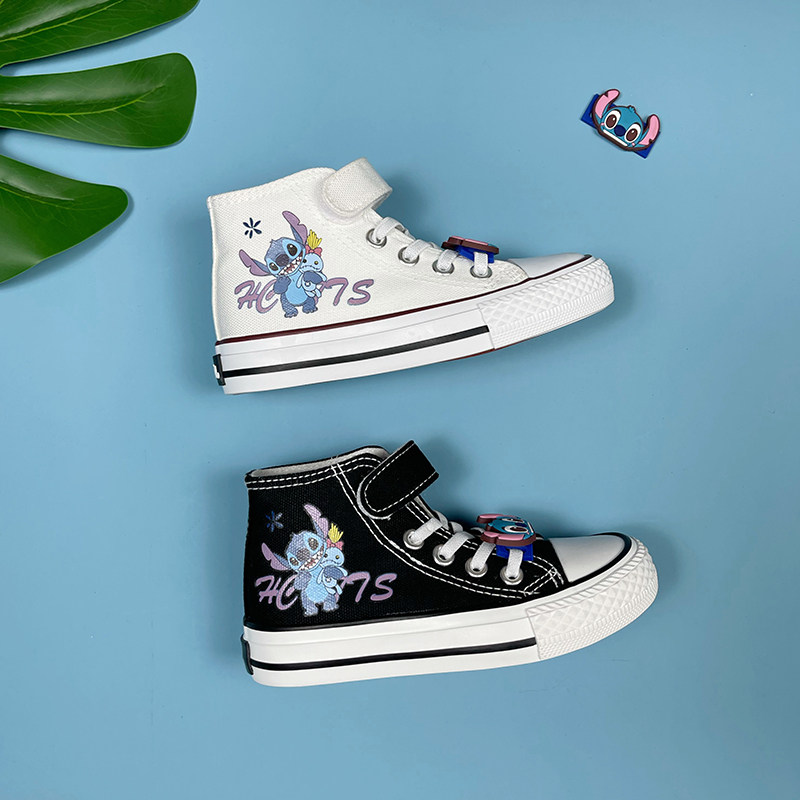 Pull back children's high-top canvas shoes 2021 new Shi Dizi joint graffiti cartoon boys cloth shoes girls shoes