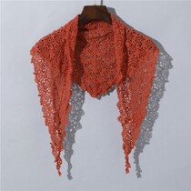 Triangle Shawl Hollowed-out Knit Triangle Towel Summer Thin lace Korean version 100 hitch a small campy shoulder outside of the neck
