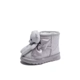 Детские милые мультяшные сапоги, утепленная модная обувь для мальчиков, блестки для ногтей, ботинки, с медвежатами, 2022