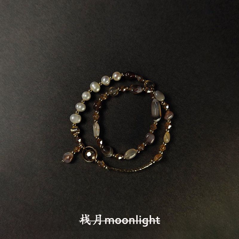 【Zhan Yue】Irregular Agate Stone Double-Layer Bracelet with Pearls, Vintage Design, Versatile Layered Wear, Elegant Jewelry for Women 【Zhan Yue】Irregular Agate Stone Double-Layer Bracelet with Pearls, Vintage Design, Versatile Layered Wear, Elegant Jewelry for Women