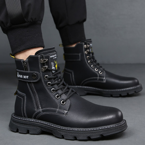 冬季马丁靴加绒高帮男士靴子保暖加厚棉鞋东北零下40度防寒雪地靴