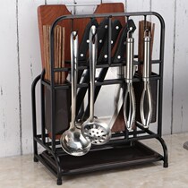 Multifunctional knife holder cutting cutting chopping board rack Kitchen supplies utensils pot lid rack with hook chopsticks tube spoon storage rack