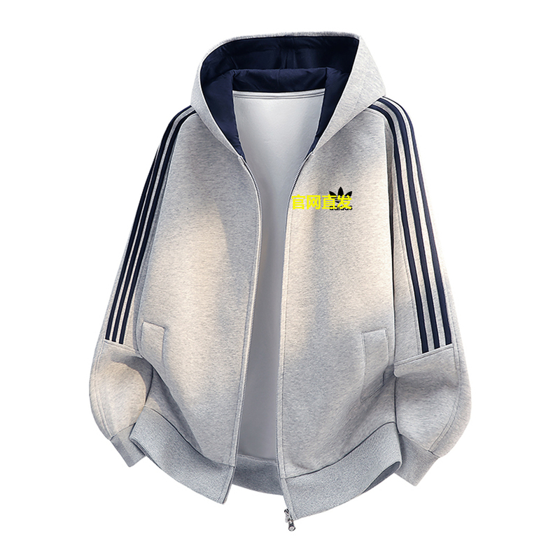 Men's Jacket 2026 Autumn New Casual Sports Striped Hooded Zip-Up Sweatshirt Unisex Loose Brand Jacket Trendy