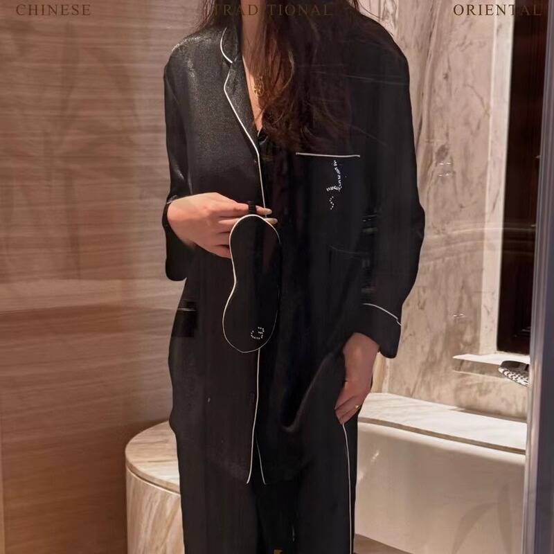 New Product ~ Lenzing Tencel Moonlight Silk Snake Couple Style Pajamas Long-Sleeved Pants Suit Slim and Loose Spring and Summer