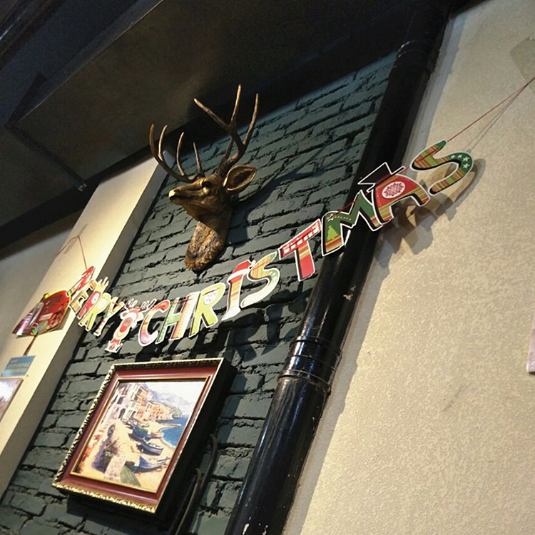 Christmas decorations pennant flag window hotel scene holiday event layout props Christmas tree paper pull flag