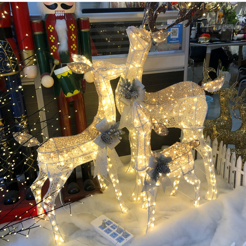 Christmas deer Christmas decoration wrought iron luminous deer shopping mall creative scene hotel layout mother and child deer outdoor ornaments